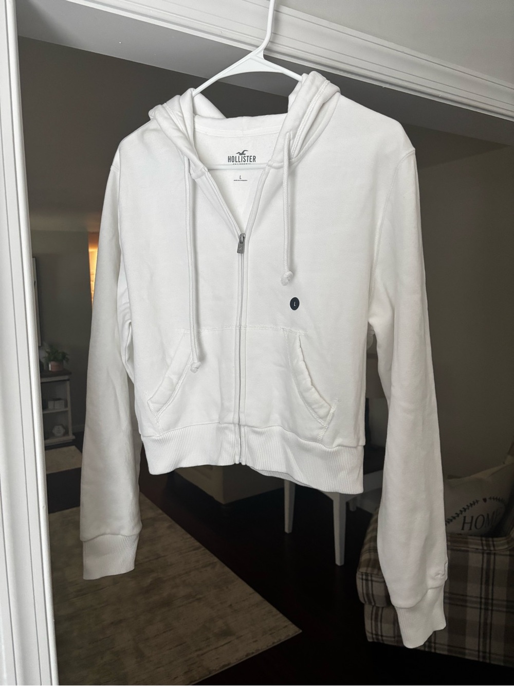 Hollister White Full-Zip Hoodie Jacket